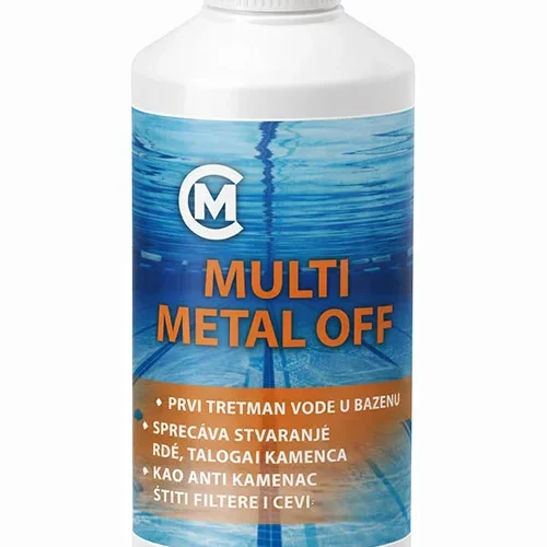Multi Metal Off je sredstvo za uklanjanje i vezivanje metala iz bazenske vode. Pomaže kod braon, žute i zelenkaste vode i sprečava nastanak mrlja.